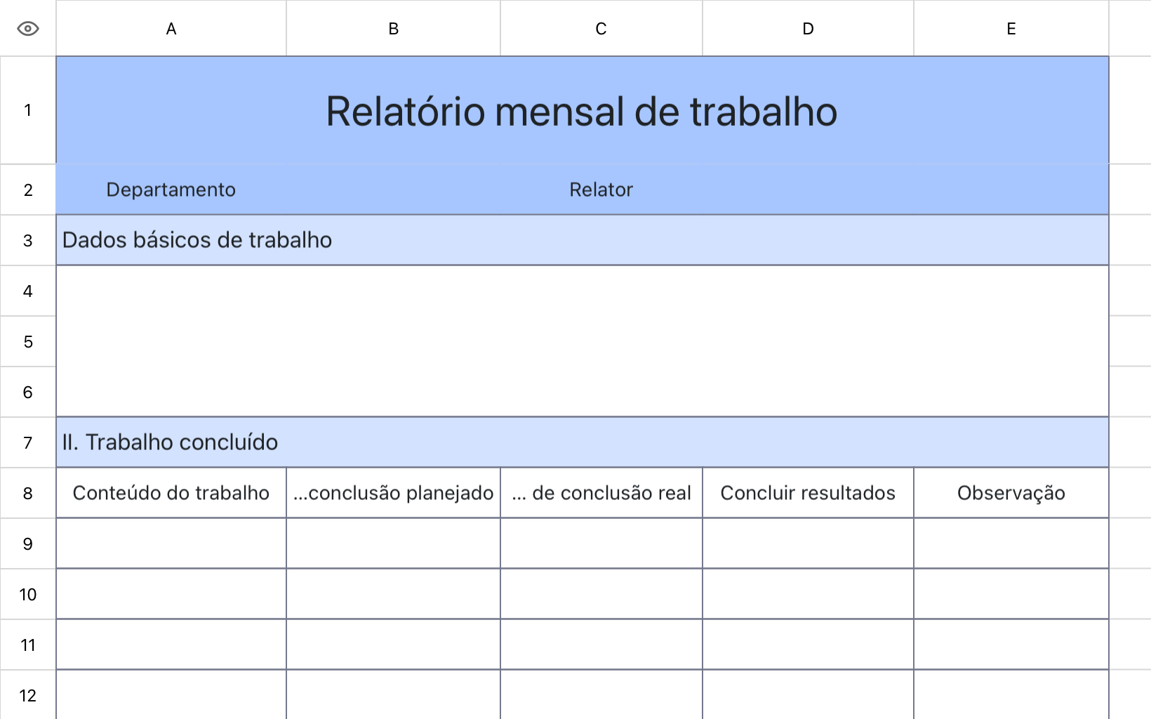 Relatório mensal de trabalho